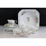 Shelley ' Wild Flowers ' Ware, pattern no. 13668, comprising Dessert Set of Six Bowls and a
