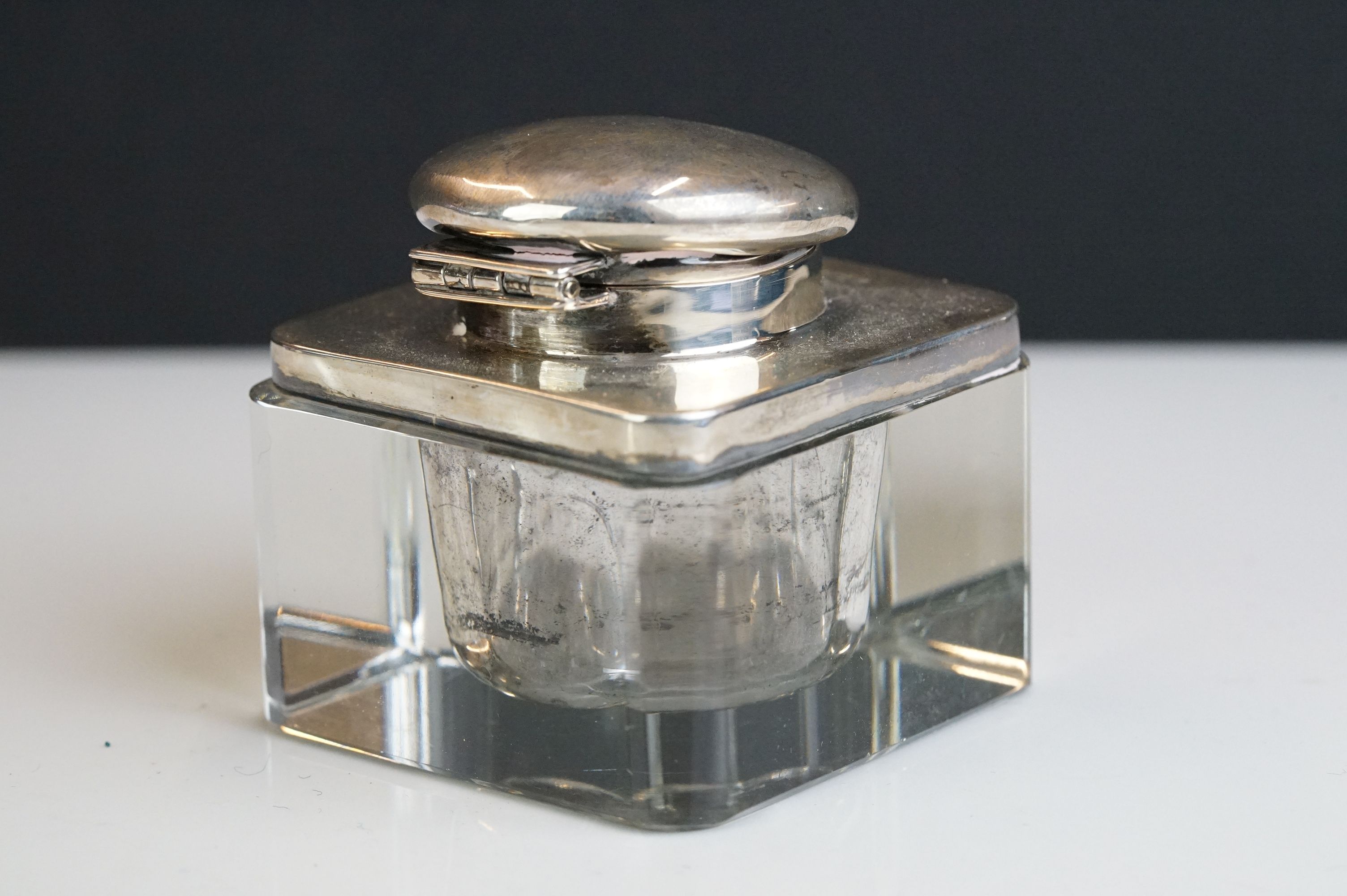 Silver inkwell, Birmingham 1919 & another by A & J Zimmerman, Birmingham 1938 (2) - Image 14 of 14