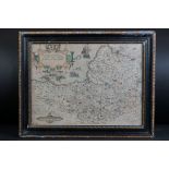 William Kip (active circa 1585-1618) an early decorative engraved map of Somerset, in Hogarth frame