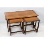 G-Plan, set of Mid century Retro Teak ' Astro' Nest of Three Tables, largest table 100cm long x 51cm