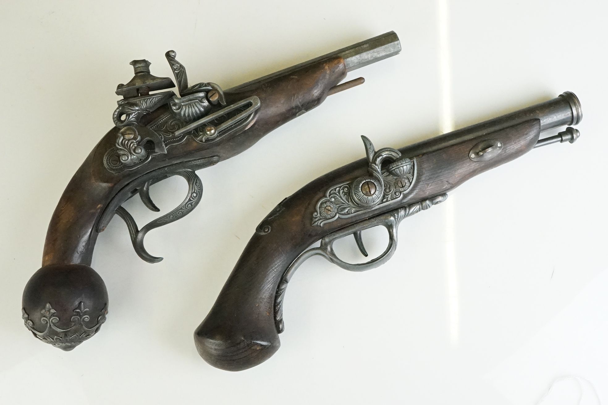 Pair of vintage replica flintlock pistols