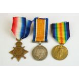 A British World War One full size medal trio to include the 1914-15 star medal, the 1914-18