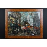 20th century oils on board, an Impressionist view of Paris and Montmartre, signed with monogram
