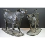 D. Montagu (20th century) Pair of Bronze Limited Edition Figures of a Bull and a Cow, both signed