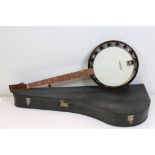 A vintage Dallas five string banjo in original fitted case.