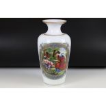 Large 19th century Opaque Glass Vase decorated with a panel of two classical figures in a woodland