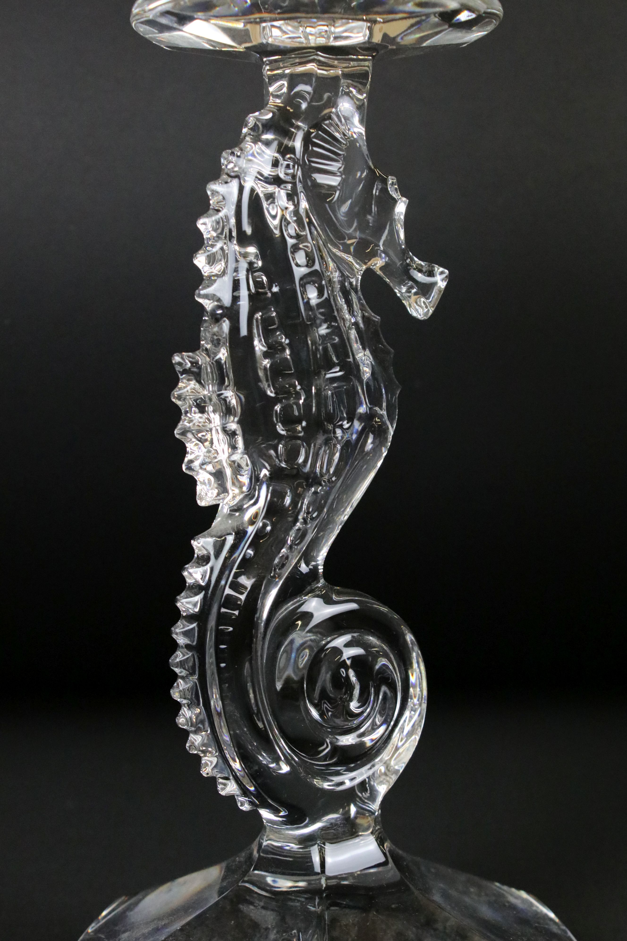 Pair of Waterford Crystal Glass Candlesticks in the form of Seahorses, etched marks to base, 29. - Image 6 of 6