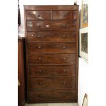 19th century Large Mahogany Chest of Two Short over Seven Long Drawers, all fitted with turned