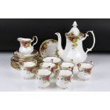 Royal Albert ' Old Country Roses ' pattern coffee service for six, to include coffee pot & cover,