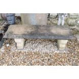 Reconstituted stone garden seat / bench, 122cm long x 41cm high