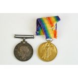 A British World War One full size medal pair to include the Great War of civilisation Victory