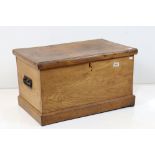 19th century Elm Blanket Box with iron carrying handles, 67cm long x 38cm high