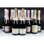 Wine - Trevisol Cuvee Edoardo Brut Rose x 5, Martini Asti x 4 & four other bottles (13 bottles)