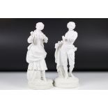 Pair of Late 19th / Early 20th Century Parian Ware figures, depicting a Regency couple enjoying a