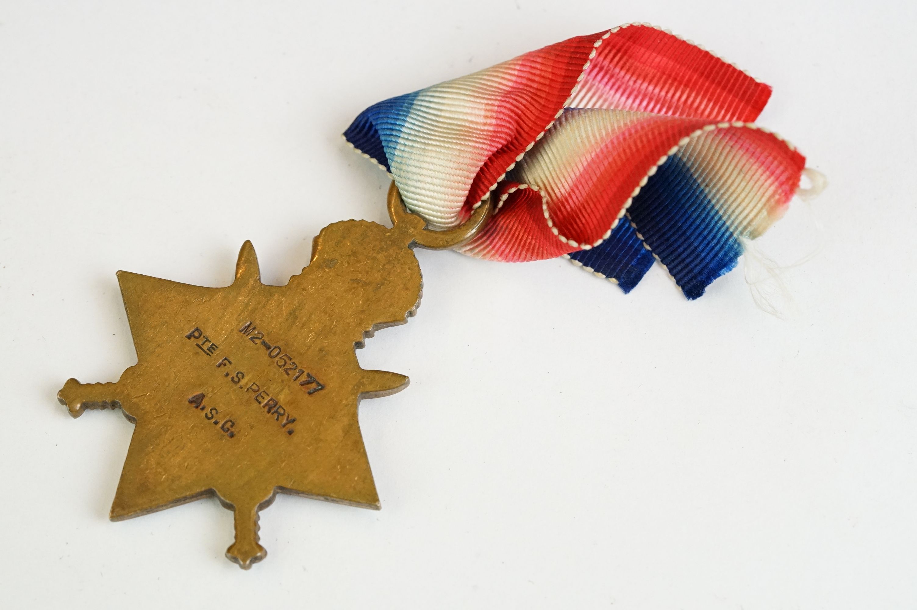 A British World War One full size medal trio to include the 1914-15 star medal, the 1914-18 - Image 9 of 10