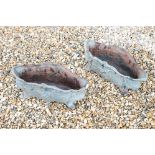 Pair of Victorian style Cast Iron Garden Planters with green finish, 48cm long x 20cm high