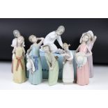 Eight Lladro figures, to include: 5010 'Prissy' (boxed) and 4523 'Little Girl with Slippers