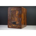 Japanese Meiji period Specimen Wood Table Top Cabinet, the single door opening to drawers with