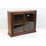 Oak Wall Cabinet, the two glazed doors opening to shelf, with key, 72cm high x 57cm high