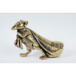 An ornamental Solid brass lucky fortune rat with bag.