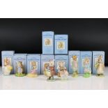 Nine Royal Doulton John Beswick Beatrix Potter figures, comprising: 'Mrs Rabbit', 'Timmy Willie