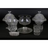 Pair of Regency glass comports, another similar smaller & other 19th century glass with hobnail