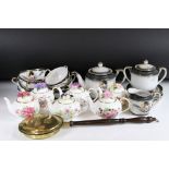 Six Royale Stratford ' The Country Cottage Teapot Collection ' Teapots together with a Japanese part