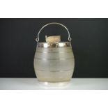 Early 20th century Frosted Glass and Silver Plated Biscuit Barrel, the lid with a finial in the form