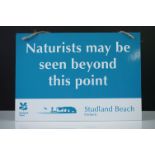 Advertising - National Trust Studland Beach, Purbeck Sign ' Naturists may be seen beyond this