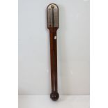 20th century Mahogany Stick Barometer and Thermometer by Comitti, 88cm high