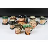 Ten Royal Doulton Medium Size Character Jugs including Mr Pickwick, Lobster Man, John Peel, John