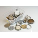 Collection of pocket watch movements, ceramic dials etc