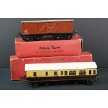 Two boxed Hornby O gauge items of rolling stock to include No 2 Goods Van and No 2 Corridor Coach,