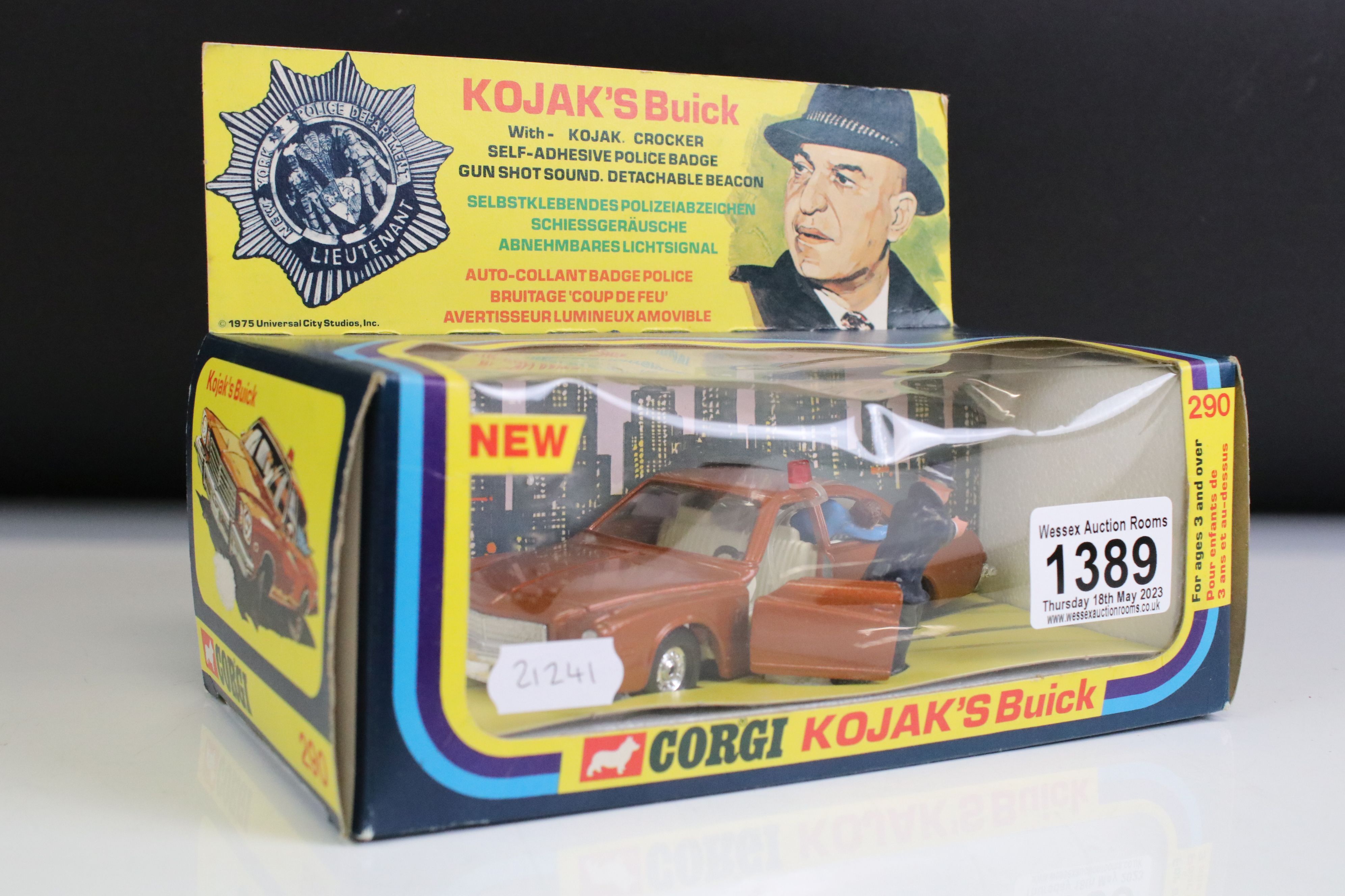 Boxed Corgi 290 Kojak's Buick diecast model complete with figure, diecast ex, box vg with small part