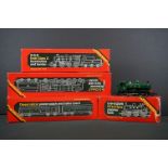 Four boxed Hornby OO gauge locomotives to include R063 BR loco Britannia, R857 BR Loco Ivatt Class