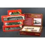 Five boxed Hornby OO gauge locomotives to include R763 Ex Caledonian LMS 4-2-2 No 1400, R252 LNER