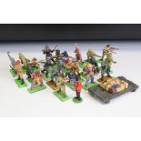 21 Britains Deetail plastic figures to include Wild West and military examples (featuring Gatling