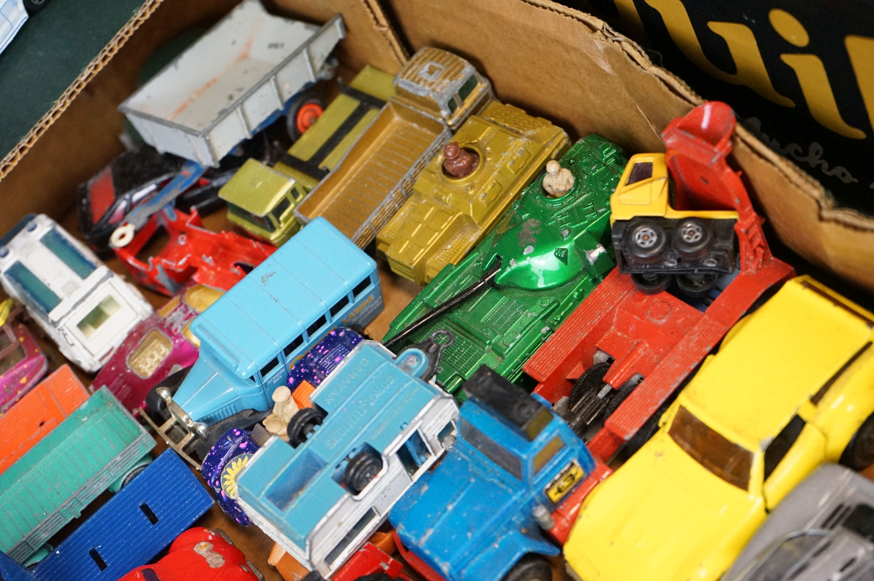 Around 60 play worn diecast models to include Matchbox, Corgi and Zylmex examples, featuring - Image 3 of 12