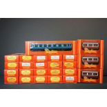 24 Boxed Hornby OO gauge items of rolling stock, all coaches to include R423, R422, R122, R453, R123