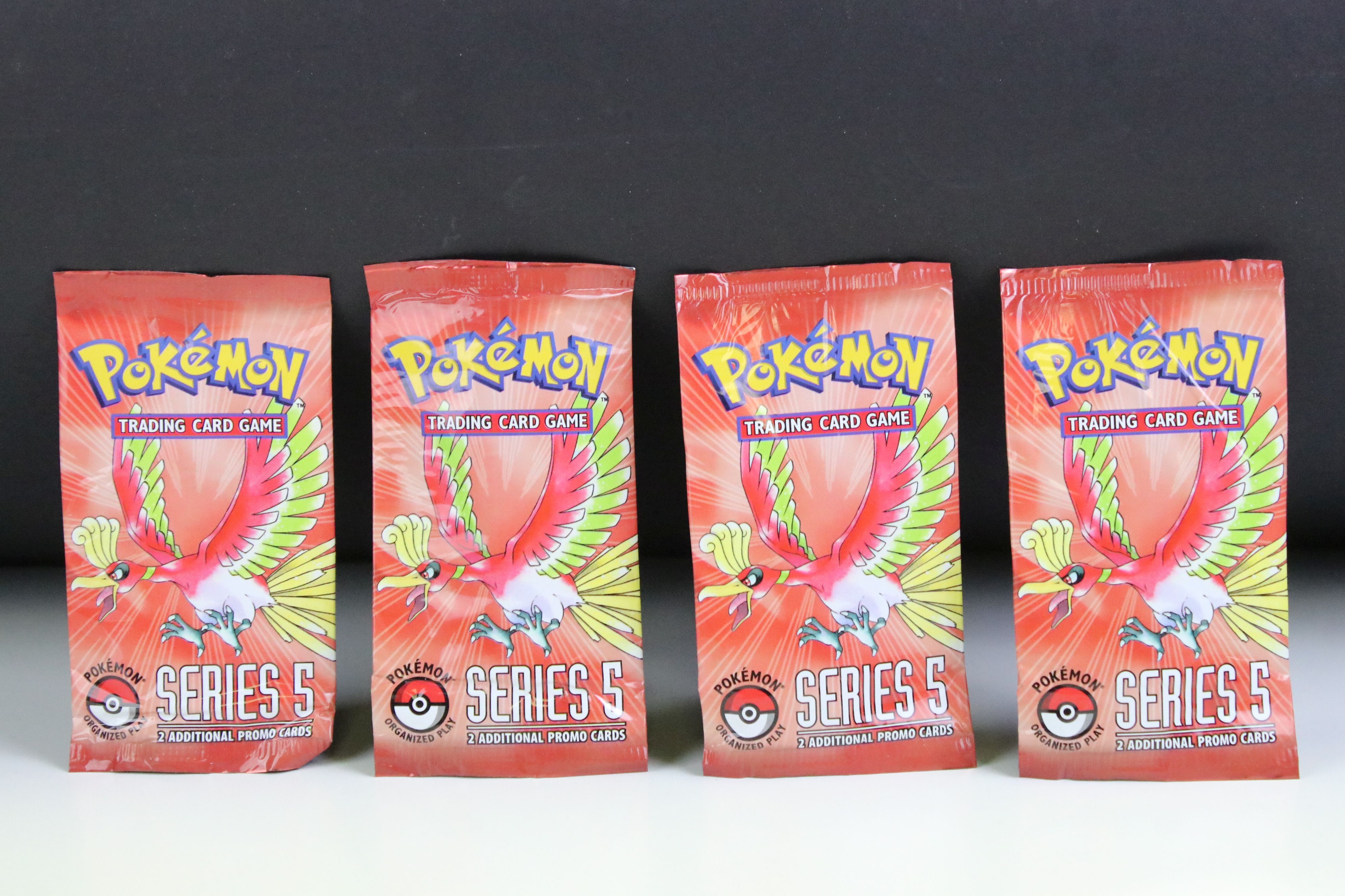 Pokémon Trading Cards - Four pokemon POP 5 Booster Packs, heavy bending to cards