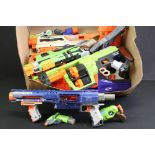 Ten plastic Nerf guns to include Flipfury, Strongarm, Snapfire, Doominator, Demolisher 2-in-1,