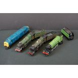 Four OO gauge locomotives to include Hornby Dublo Cardiff Castle, Airfix Caerphilly Castle, Trian