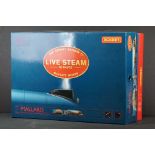 Boxed Hornby OO Gauge Live Steam Mallard set complete with steam powered locomotive and additional