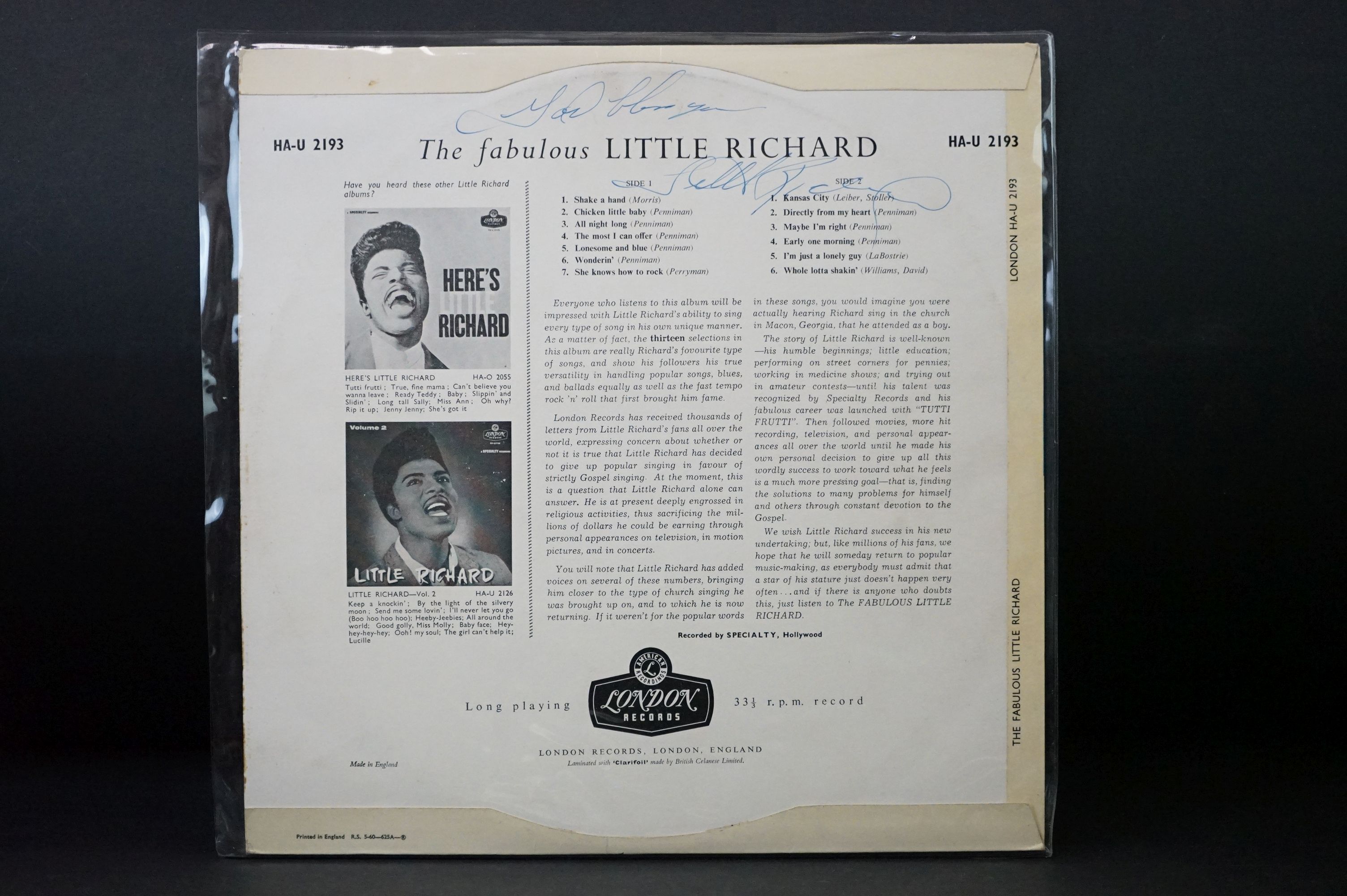 Vinyl & Autograph - Little Richard 3 UK pressing albums on London Records to include: Here’s - Image 7 of 15