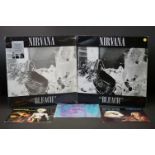 Vinyl - Nirvana 2 albums and 3 7” singles to include: Bleach (Original UK 1989 Black Vinyl, Tupelo