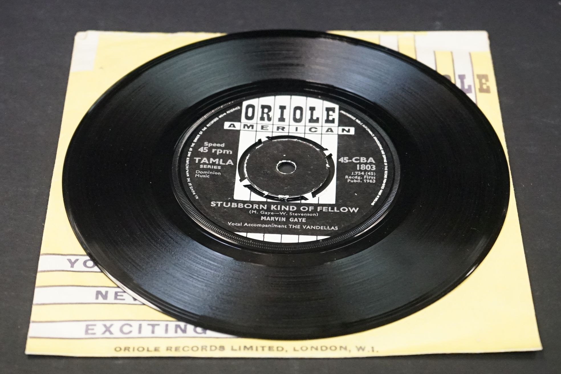 Vinyl - Marvin Gaye Stubborn Kind Of Fellow on Oriole American Records 45-CBA 1803. Vg+ - Image 2 of 6