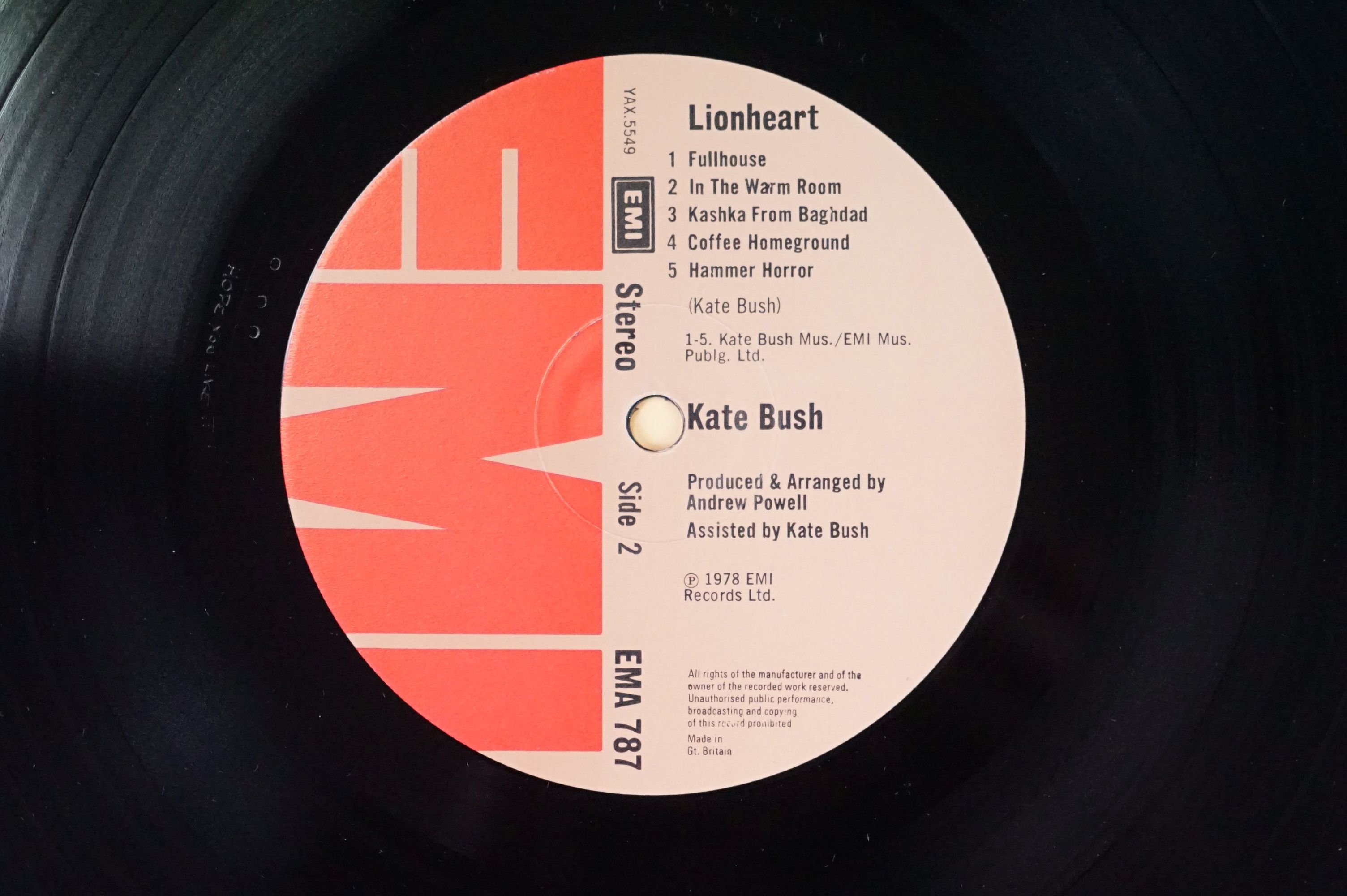 Vinyl & Autograph - Kate Bush Lionheart LP signed to rear 'For Charles lots of love Kate x' - Image 6 of 9