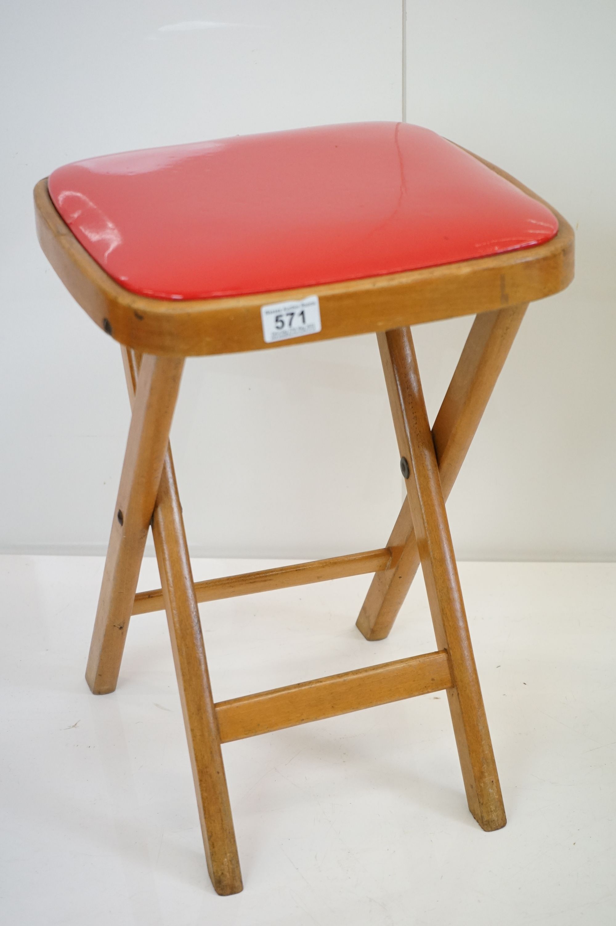 Pair of 1960s folding kitchen stools, 50cm high - Image 5 of 11