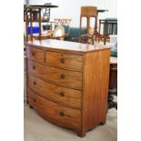 Early 19th century Mahogany Bow Fronted Chest of Two Short over Three Long Drawers, 108cm wide x