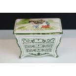 Royal Doulton Huntley & Palmers biscuit box in the form of a chest of drawers, the top depicting a
